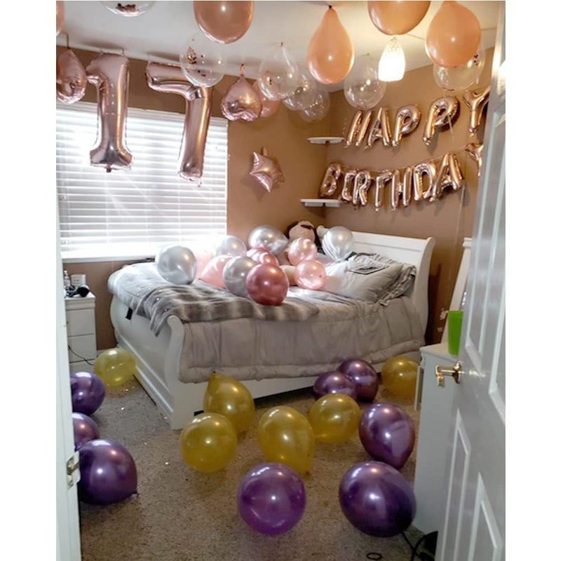 ZSNWGZ Sweet 17th Birthday Decorations Party Supplies,Rose Gold Number 17 Balloons,17th Foil Mylar Balloons Latex Balloon Decoration,17th Birthday for Women,Men,Photo Props - Image 4
